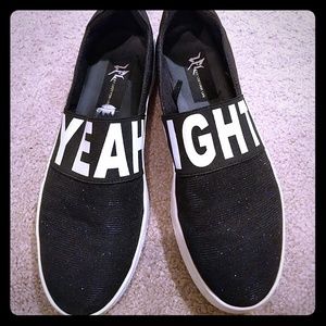 LFL Yeah Right glitter mesh slip ons sz 9